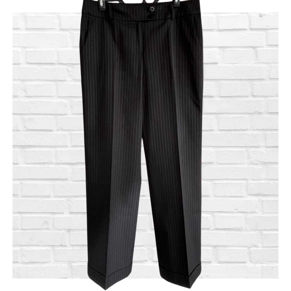 Unbranded Size 12 Black White Pinstripe Wide Leg Classic Career Pants